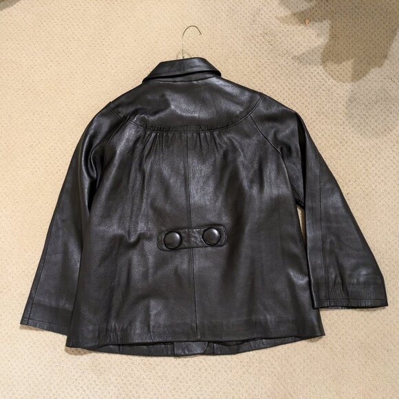 Black Leather Short Jacket - Picture 3 of 6